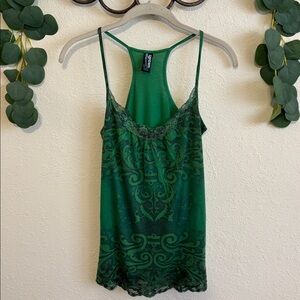 Vintage Y2K Green Grunge Lace Trim Cami Top✨